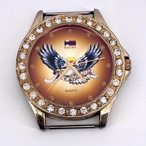 Bugle Boy Freedom Eagle Rhinestone Bezel Quartz Watch Face No Band 1990s (X9)